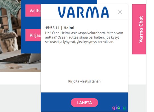 Kuva Helmistä Varman verkkosivulla. 